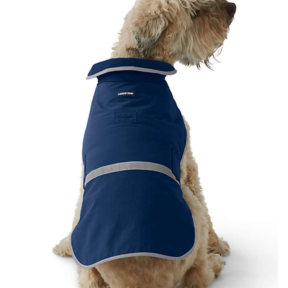 NEW Lands End Sz Small Navy Blue Dog Solid Squall Jacket